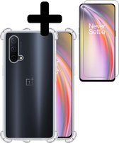 Oneplus Nord CE Hoesje Siliconen Shock Proof Case Transparant Met Screenprotector - Oneplus Nord CE Hoesje Cover Extra Stevig Met Screenprotector