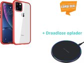 Rode Metallic Bumper Case Geschikt Voor Apple Iphone 11 Pro Met Draadloze Oplader