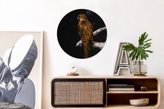 Cercle Mural - Cercle Mural Intérieur - Perroquet - Goud - Branche - ⌀ 60 cm - Décoration murale - Peintures Ronds