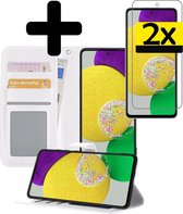 Samsung Galaxy A52s Hoesje Book Case Hoes Met 2x Screenprotector - Samsung Galaxy A52s Case Wallet Cover - Samsung Galaxy A52s Hoesje Met 2x Screenprotector - Wit