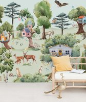Treehouse in the Forest Behang Mural - Behangpapier Slaapkamer - 400cm x 280cm - Mat Vliesbehang - Creative Lab Amsterdam