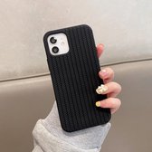 Siliconen beschermhoes met visgraatstructuur voor iPhone 11 (zwart)