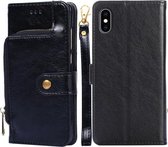 Ritstas PU + TPU Horizontale Flip Leren Case met Houder & Kaartsleuf & Portemonnee & Lanyard Voor iPhone X / XS (Zwart)