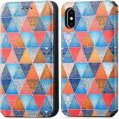 Kleurrijke magnetische horizontale flip PU lederen tas met houder en kaartsleuf en portemonnee voor iPhone XS Max (Rhombus Mandala)