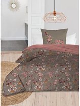 SOLEIL D'OCRE Dekbedovertrekset Flowers - 140 x 200 cm - Taupe - 100% katoen 57 draden / cm²