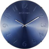 NeXtime - Wandklok -  35 cm – Glas – Blauw – 'Elegant Dome'