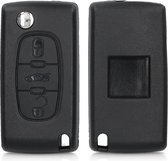 kwmobile autosleutelcover geschikt voor Peugeot Citroen 3-knops autosleutel - vervangende sleutelbehuizing - zonder transponder - zwart