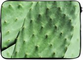 Laptophoes 14 inch 36x26 cm - Cactus - Macbook & Laptop sleeve Barbarije cactusblad mintgroen - Laptop hoes met foto