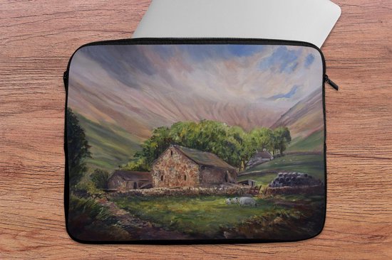 Housse ordinateur portable 17 pouces 41x32 cm - Peinture à l'huile - Housse Macbook & Laptop Peinture à l'huile Ferme - Housse ordinateur portable avec photo