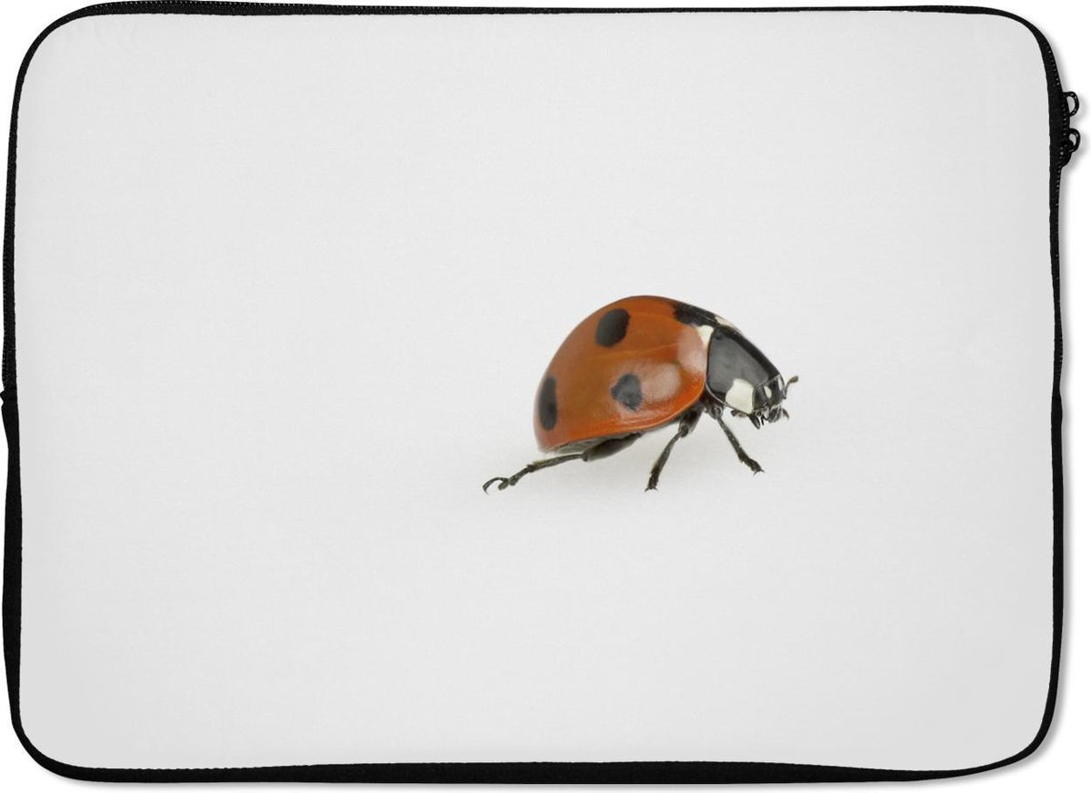 Laptophoes 14 inch - Lieveheersbeestje op pad - Laptop sleeve - Binnenmaat 33x23 cm - Zwarte achterkant