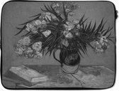 Pochette ordinateur 17 pouces 41x32 cm - Vincent van Gogh - Pochette Macbook & Laptop Nature morte au laurier-rose en noir et blanc - Peinture de Vincent van Gogh - Pochette ordinateur portable avec photo