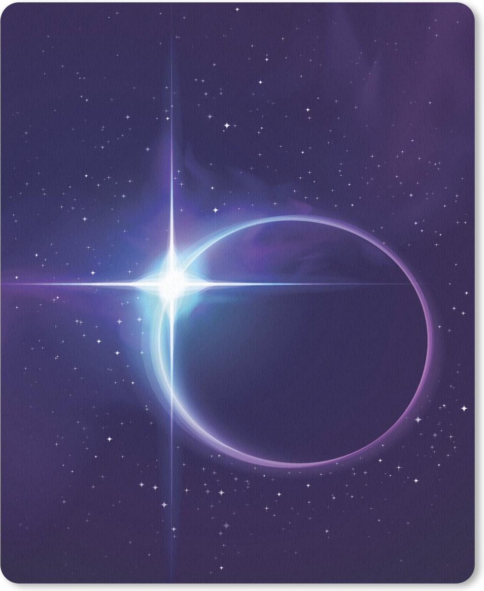 Muismat Eclips illustratie - Illustratie van een ster rond de corona van de eclips muismat rubber - 30x40 cm - Muismat met foto