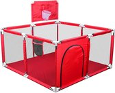 Grondbox - Zinaps Baby Playpen Foldable Playpen Large Activity Playpen with Breathable Mesh and Round Zip Door Suitable for Baby Toddler Playpen 128 (W) x 66 (H) cm - Red- (WK 0212