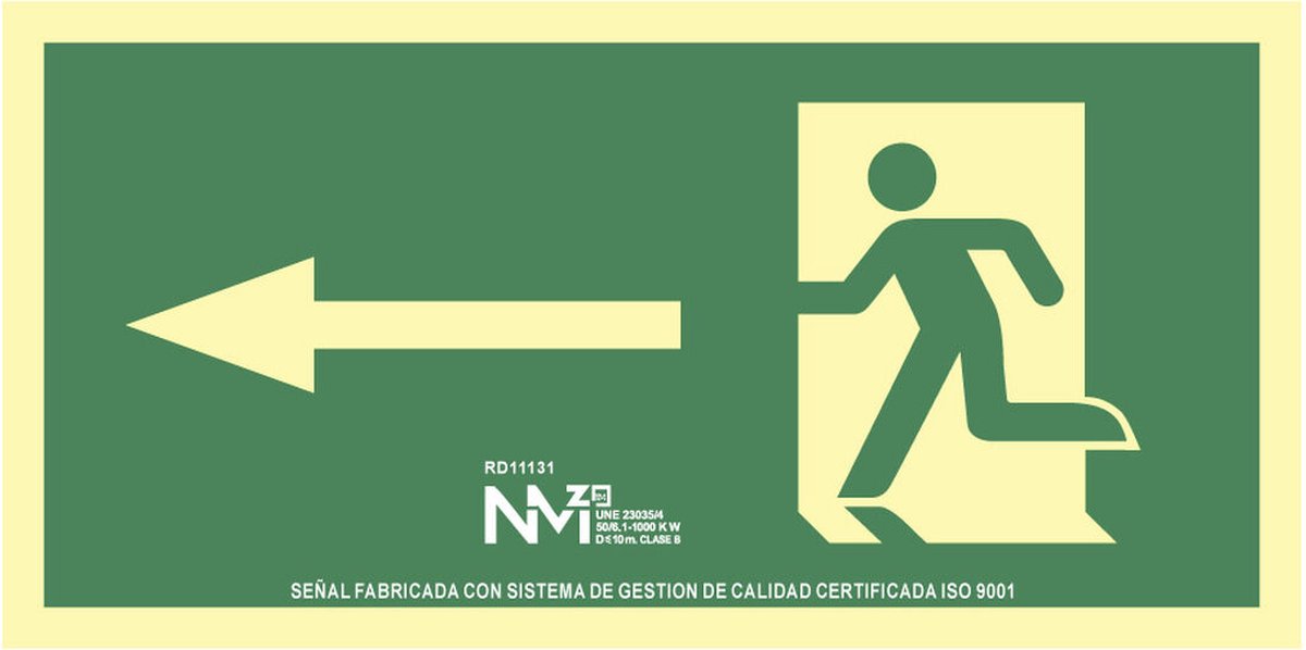 Bord Normaluz Evacuación flecha izquierda PVC (32 x 16 cm)