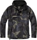 Veste à capuche avec imprimé camouflage noir, vert et gris.