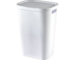 foto van Curver Infinity Recycled Dots Wasmand met deksel - 60L - Wit