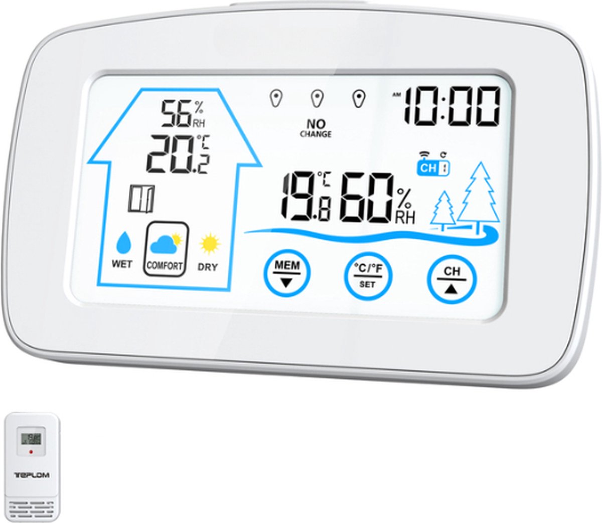 Draadloos Weerstation Voor Binnen & Buiten | Sensor Thermometer - Kalender - Indicatoren