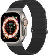 iMoshion Bandje Geschikt voor Apple Watch Bandje Series 1 / 2 / 3 / 4 / 5 / 6 / 7 / 8 / 9 / SE / Ultra (2) - 42 / 44 / 45 / 49 mm - iMoshion Magnetisch lederen band - Zwart
