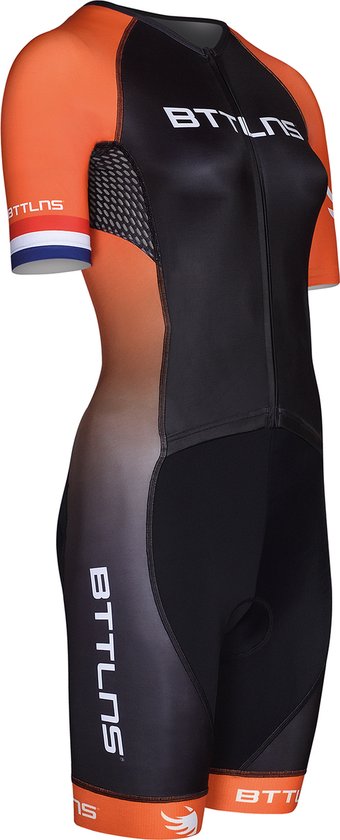BTTLNS trisuit | triathlon pak | trisuit korte mouw dames | Typhon 2.0 | zwart-oranje | XL