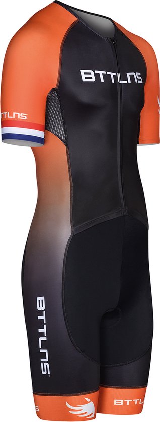 BTTLNS trisuit - triathlon pak - trisuit korte mouw heren - Typhon 2.0 - zwart-oranje - XS