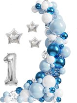Luna Balunas Set Ballonnen Blauw Ballonnenboog Verjaardag 1 jaar versiering