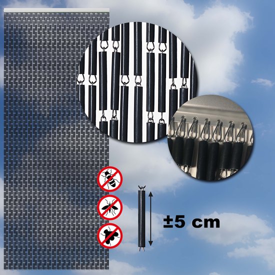 Wicotex-Vliegengordijn-deurgordijn- Tubes 90x210 cm zwart