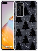 Huawei P40 Hoesje Snowy Christmas Trees Designed by Cazy