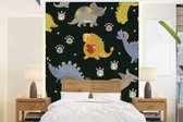 Behang babykamer - Fotobehang Dino - Kinderen - Patronen - Jongens - Meisjes - Dinosaurus - Breedte 195 cm x hoogte 260 cm - Kinderbehang