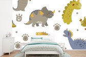 Behang babykamer - Fotobehang Dinosaurus - Kinderen - Design - Jongens - Meisjes - Kinderen - Breedte 390 cm x hoogte 260 cm - Kinderbehang