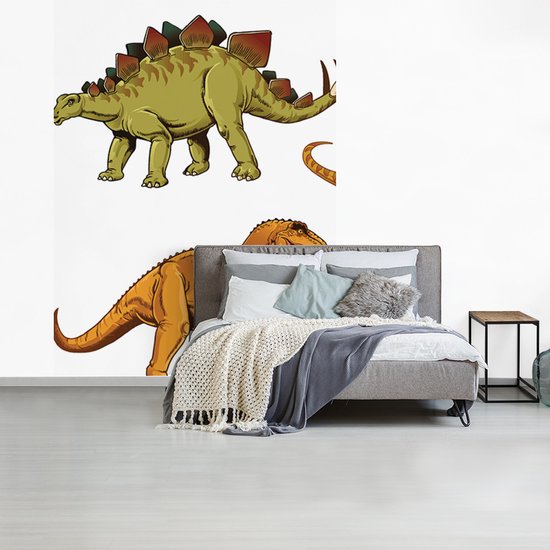 Behang kinderkamer - Fotobehang Dinosaurus - Tekening - Kinderen - Jongens - Kinderen - Breedte 160 cm x hoogte 220 cm - Kinderbehang