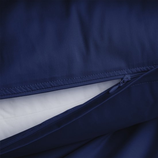 Nordic Paradise - Housse de couette en satin de Katoen de Luxe 240x220 cm + 2 taies d'oreiller 60x70 cm avec fermeture éclair fine - Blauw Marine foncé
