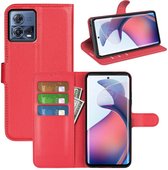 Motorola Edge 30 Neo Hoesje - MobyDefend Kunstleren Wallet Book Case (Sluiting Voorkant) - Rood - GSM Hoesje - Telefoonhoesje Geschikt Voor Motorola Edge 30 Neo