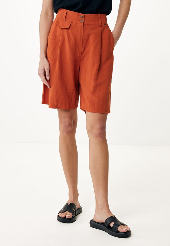 Linen Shorts Dames - Bright Oranje - Maat 42