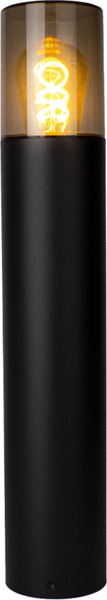 LED Tuinpaal - Staande buitenlamp met Smoked Glas | 50cm | Zwart | IP54 - KALI
