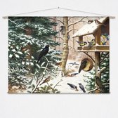 Wandkleed Wintervogels van M.A. Koekkoek - XL: Landscape 175 x 130 cm