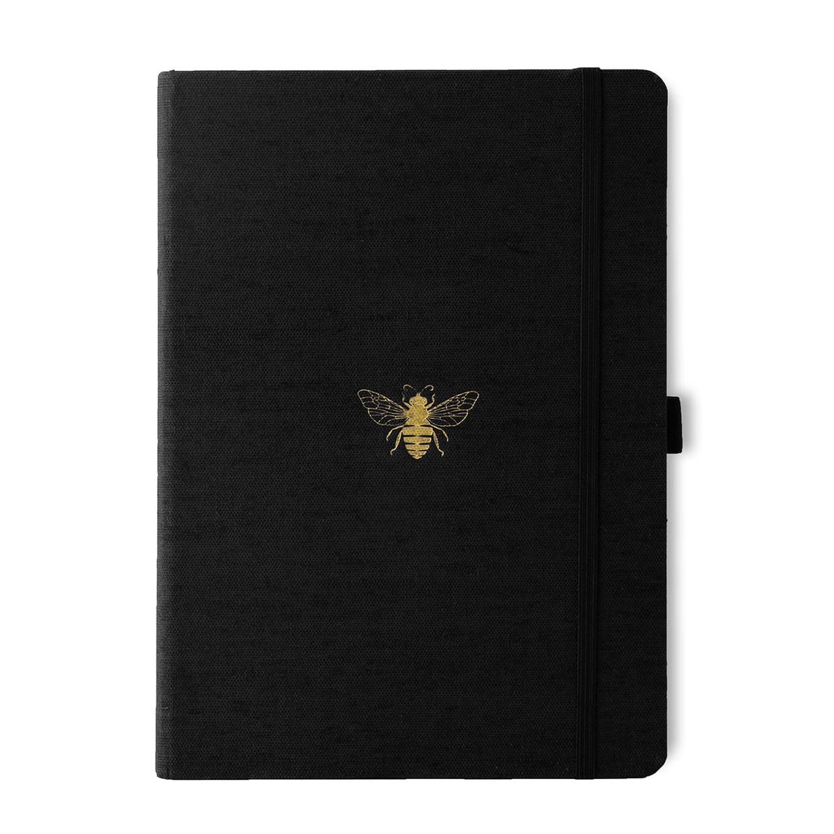 Dingbats* Pro B5 Notitieboek – Black Bee Stippen – Bullet Journal met 160gsm Inktvrij Papier – Schetsboek met Harde Kaft, Binnenvak, Elastische Sluiting en Bladwijzer