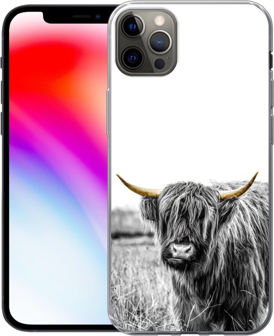 Coque iPhone 12 Pro Max - Highlander écossais - Or - Zwart - Wit - Siliconen