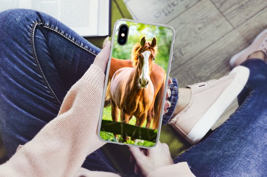Coque iPhone Xs - Paarden - Légère - Prairie - Coque de téléphone en Siliconen
