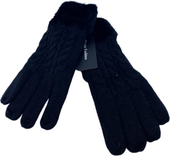 Winter Handschoenen - Dames - Verwarmde - Zwarte kruislingse stijl