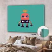 Tableau sur toile enfants - Décoration murale chambres d'enfants - Robot - Jouets - Vert - 160x120 cm - Toile enfants - Décoration murale