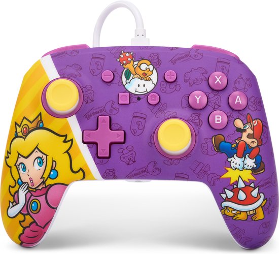 Foto: Powera geavanceerde bedrade controller voor nintendo switch princess peach battle paars