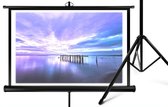 Overmax TRIPOD SCREEN 60 - Projectiescherm - 60 Inch - Verstelbare Statiefhoogte - Opvouwbare Constructie - Automatisch Inklapbaar - Stabiele Structuur - Hoogte en Lengte Aanpasbaar - Screenprotector - Perfect voor Thuis en Kantoor