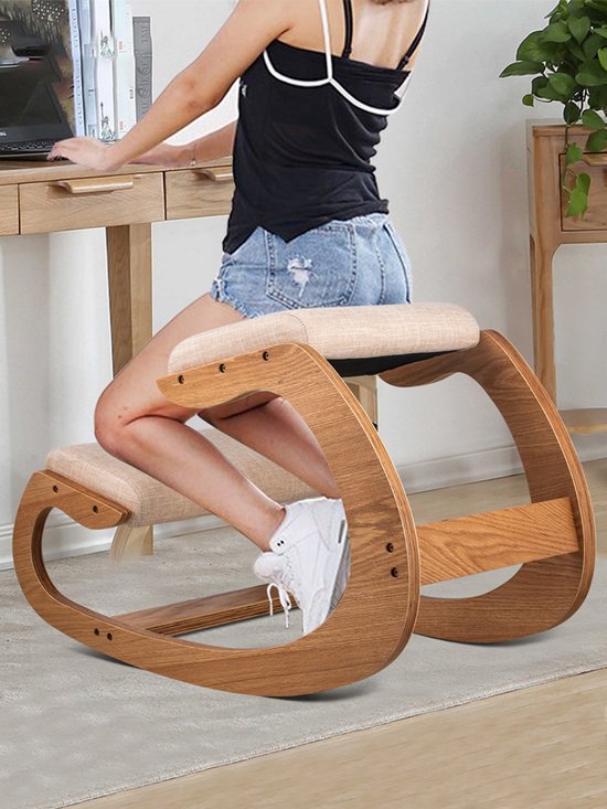Chaise de bureau ergonomique à bascule en tissu et bois - ThatSit Varier®