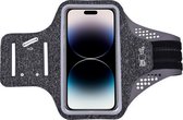 Geschikt voor iPhone 14 Pro Max hardloop telefoonhouder – armband - sportband - van stof - Zwart