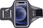 Geschikt voor iPhone 12 hardloop telefoonhouder – armband - sportband - van stof - Zwart