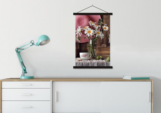 Porte-affiche avec affiche - Affiche scolaire - Table - Thee - Nature morte - 60x90 cm - Lattes noires