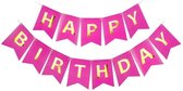 Slinger Happy Birthday – Fel Roze – 250cm – 15*12 cm – Verjaardag Feestje Kinderfeest – Vlaggetjes