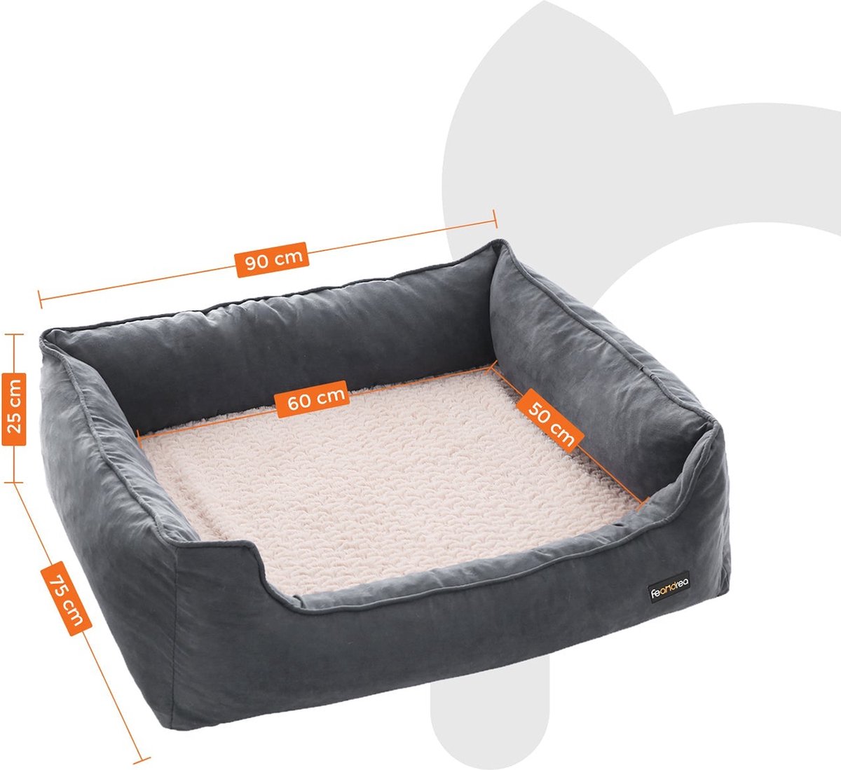 Odolplusz hondenmand hondenbed hondensofa dierenbed voor grote honden | hondenkussen voor grote honden | 150x105 cm (zwart grafiet grijs) (zwart- grafiet