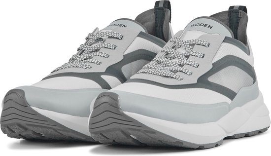 Woden Baskets pour femmes Femme - Baskets basses / Chaussures femme - Cuir - Stelle transparent - Combi Grijs - Taille 38