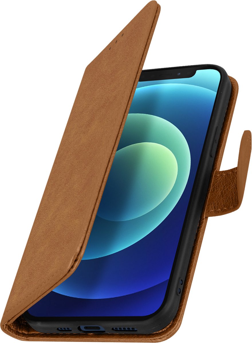 Avizar Étui pour Geschikt voor Apple iPhone 12 Mini Protection avec Porte-carte Fonction Support, Bruin